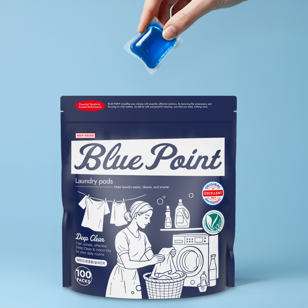 [더마테스트인증/비건]블루포인트_캡슐세탁세제 100개 (일반/드럼겸용/실내건조)