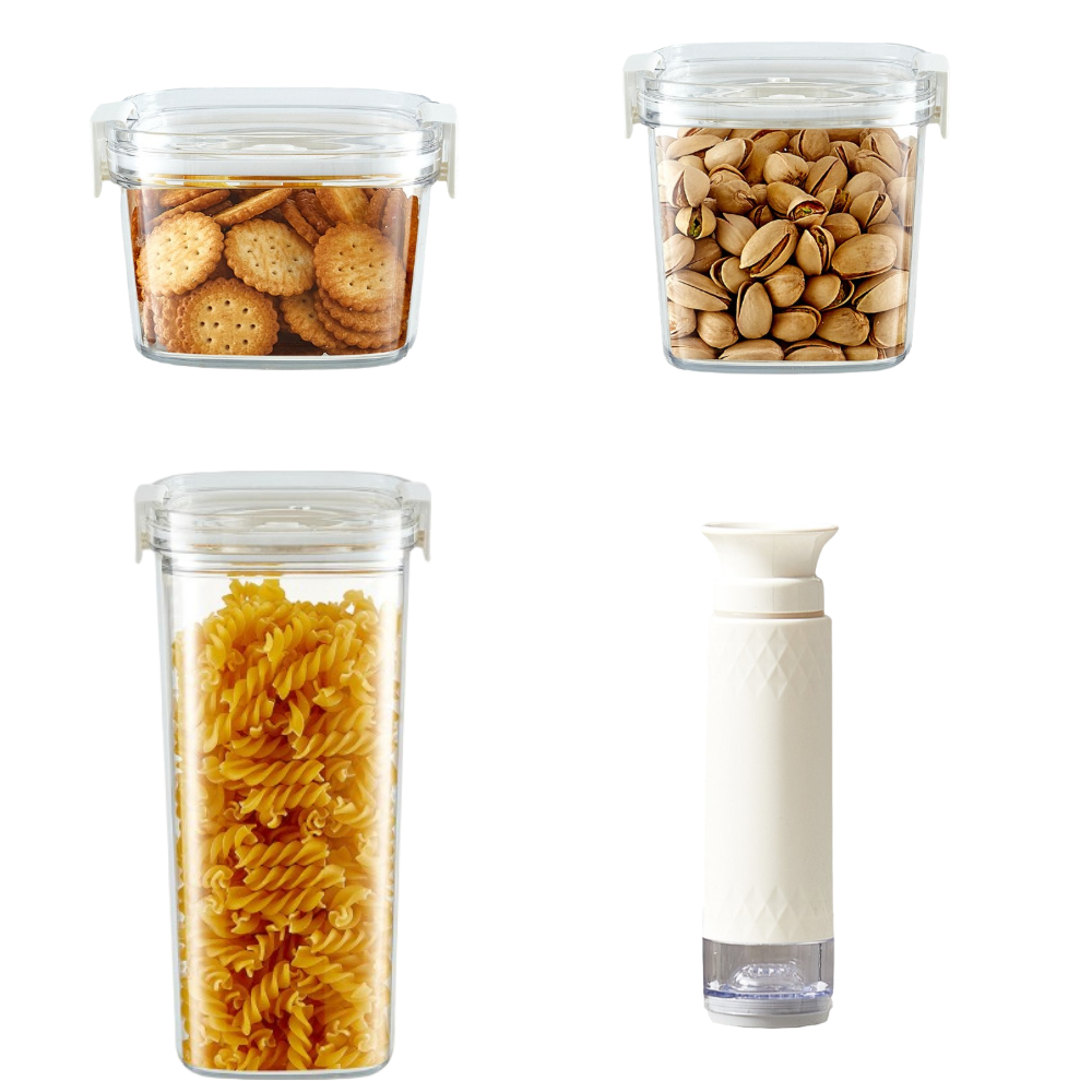 진공밀폐용기 펌프형 투명 야채보관통 진공반찬통 냉장고 밀폐용기 460ml