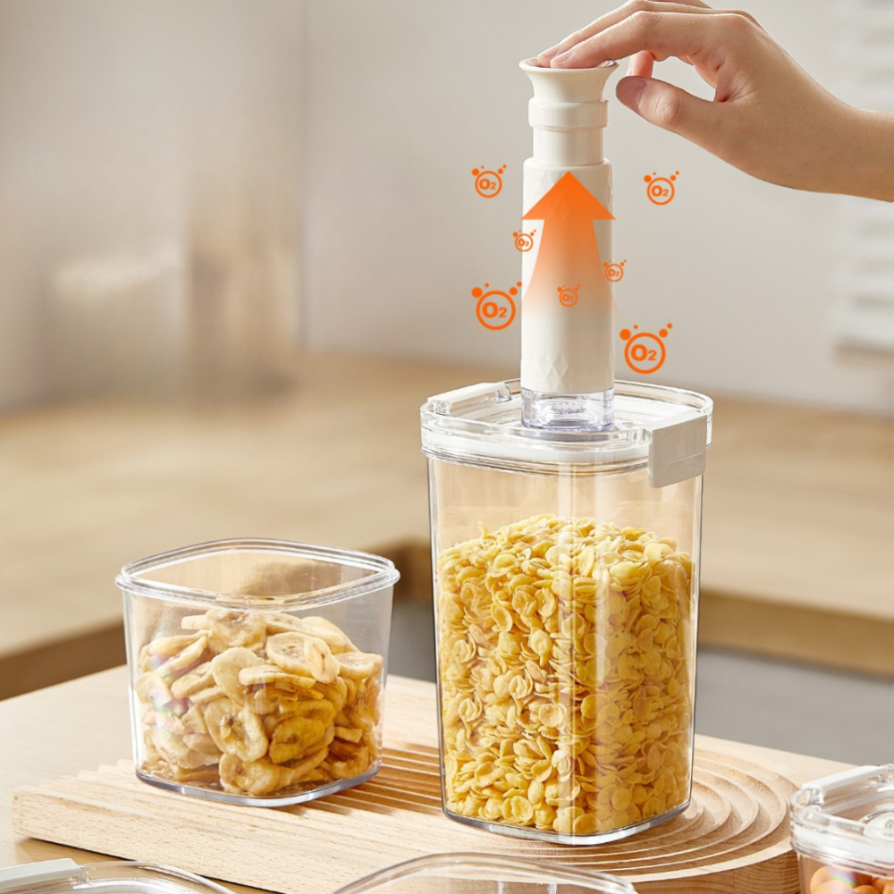 진공밀폐용기 펌프형 투명 야채보관통 진공반찬통 냉장고 밀폐용기 460ml