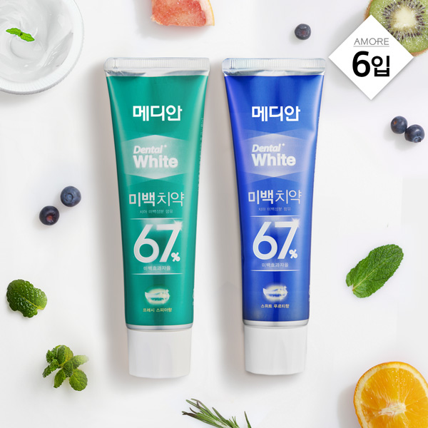 메디안 덴탈화이트 미백치약 100g 6입 (3종 택1)
