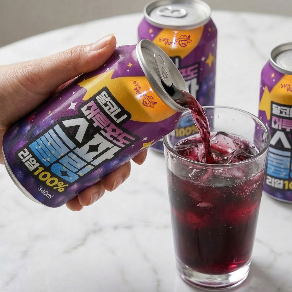 달콤하고 청량하게 즐기는 달코니 머루포도 스파클링 리얼100%