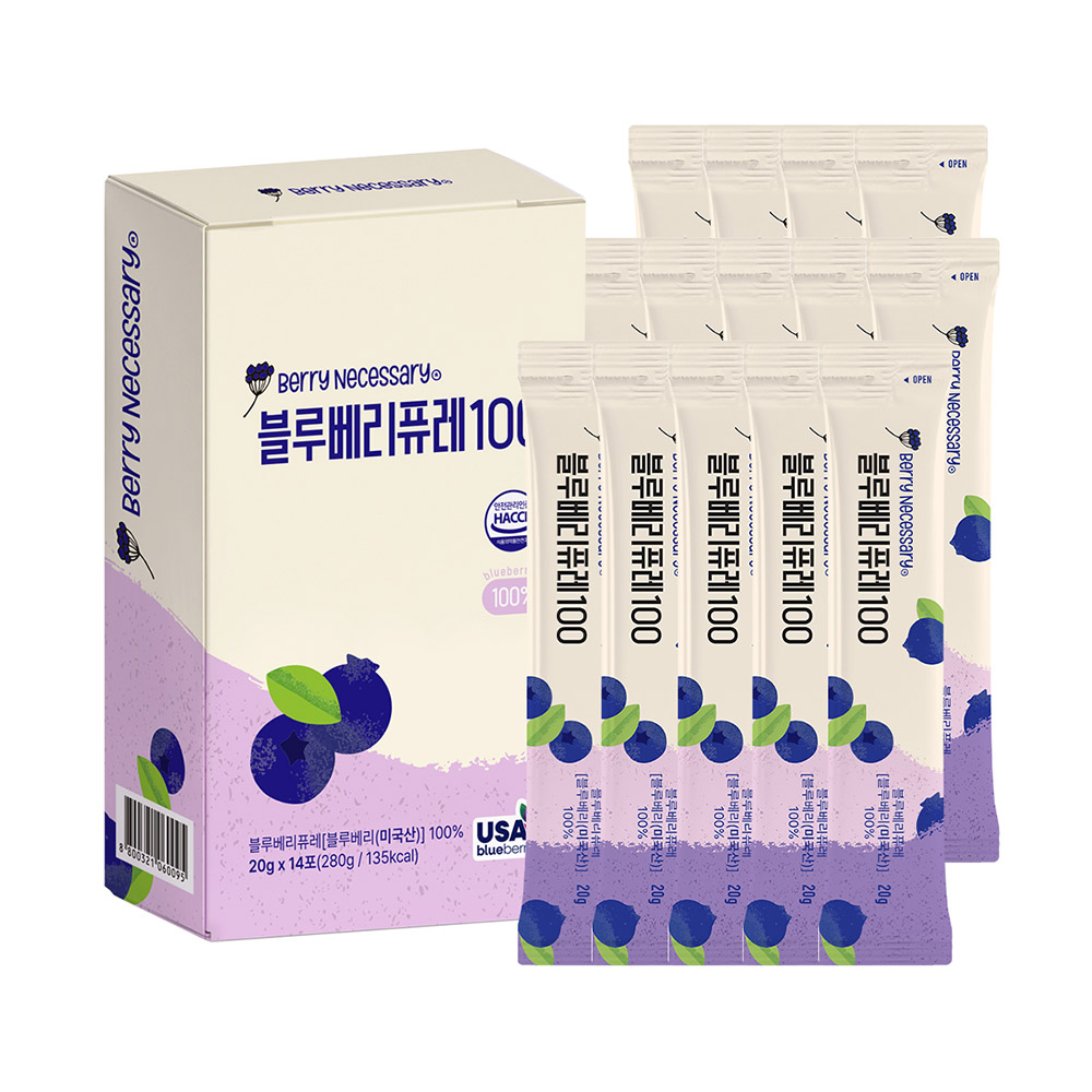 [프리본] 미국산 A등급 통째로 갈아만든 블루베리 퓨레 100% 20gx14포