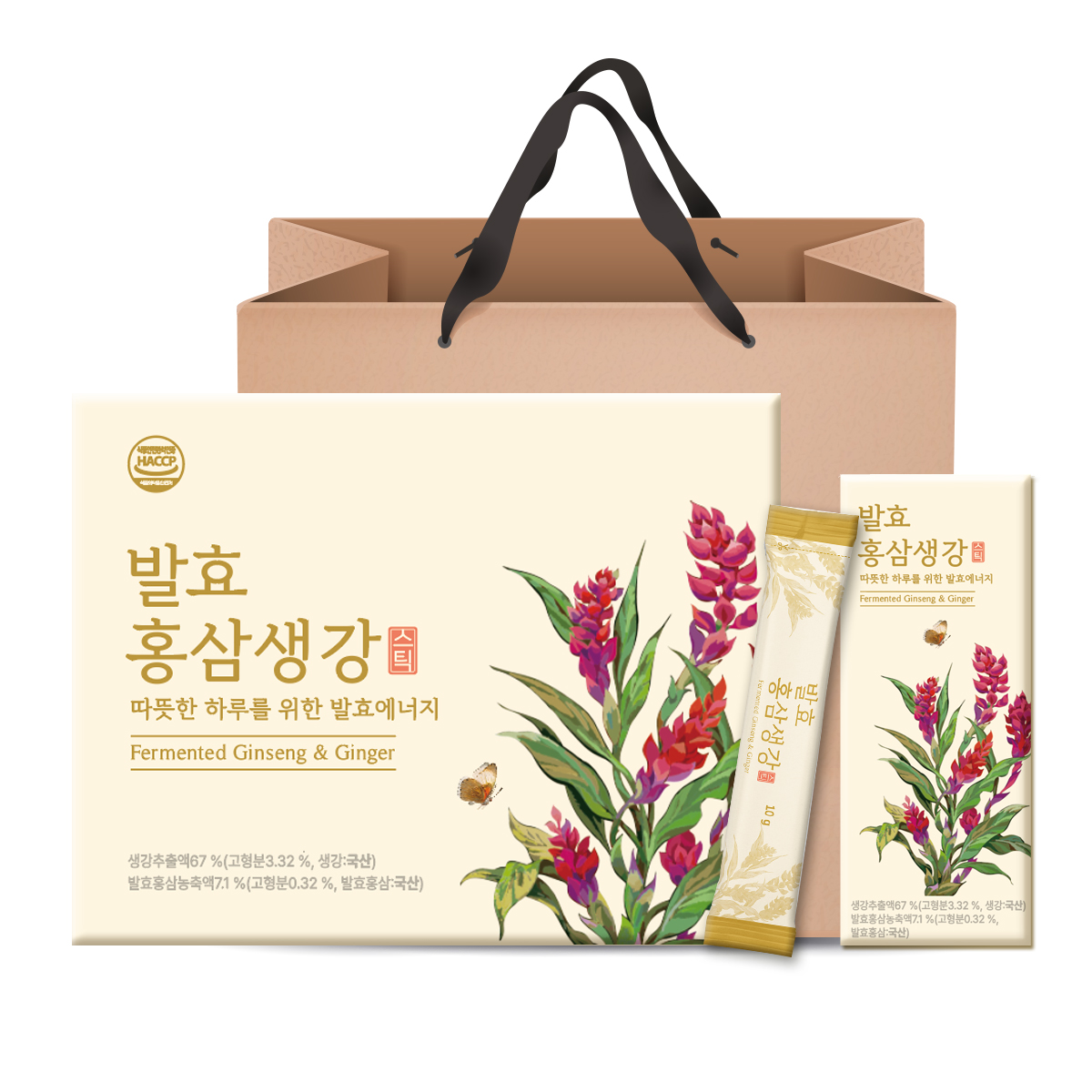 구록원 발효 홍삼 생강 스틱 10g 30포 생강청 쇼핑백포함 대표이미지 섬네일