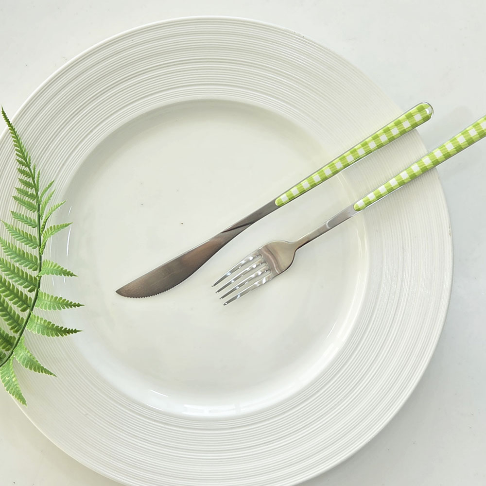 이태리 네바 테이블 린넨 체크 디너 커트러리 2종  11color