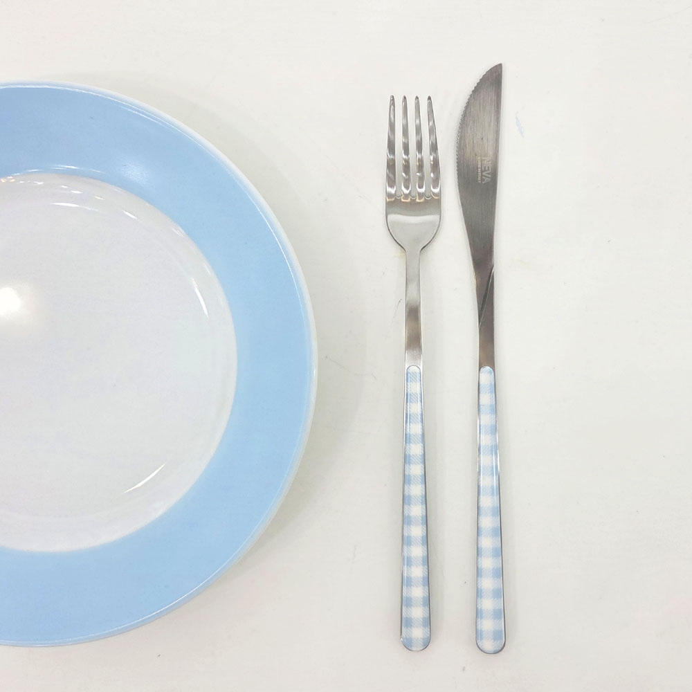 이태리 네바 테이블 린넨 체크 디너 커트러리 2종  11color