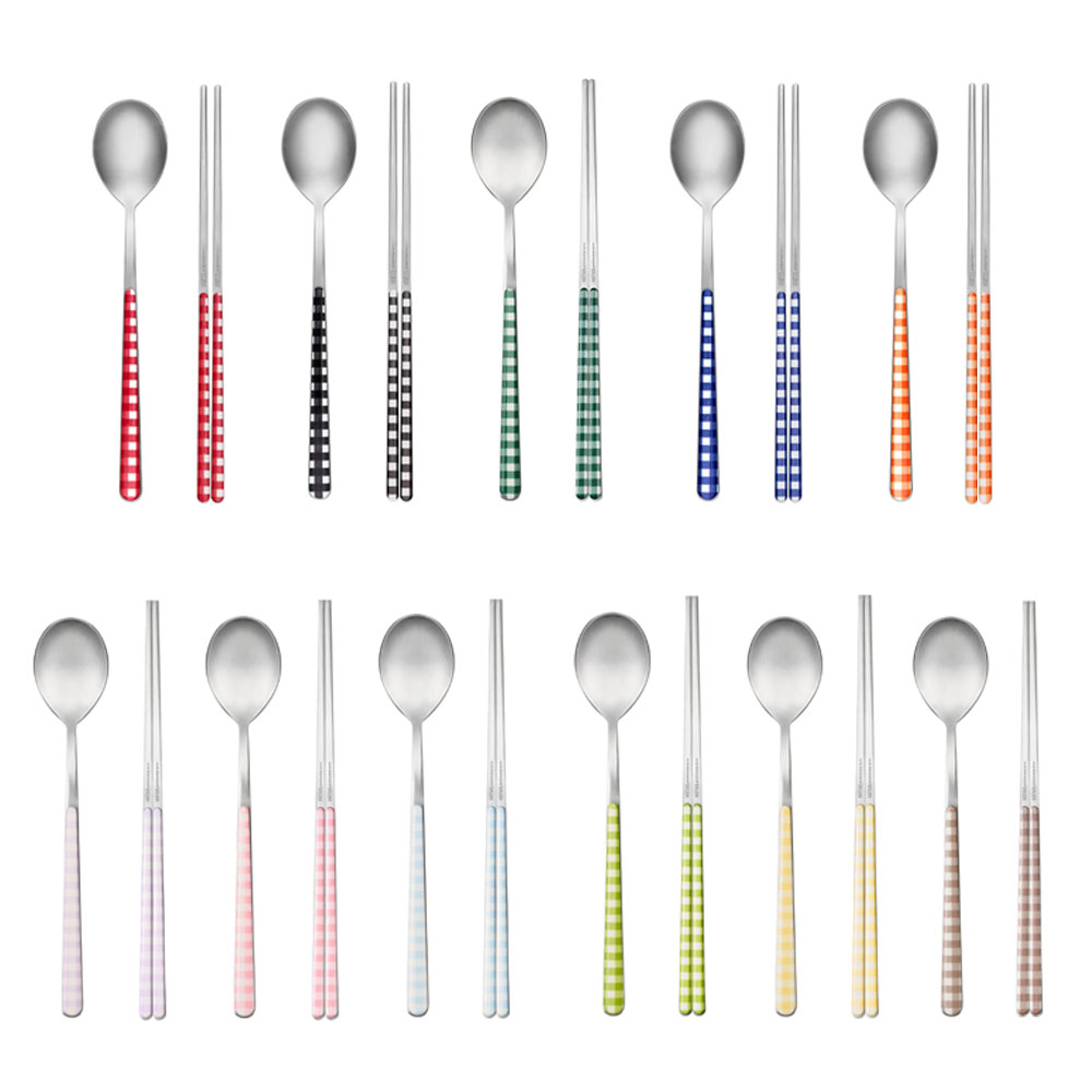 이태리 네바 테이블 린넨 체크 한식 수저 1인조 11color 대표이미지 섬네일