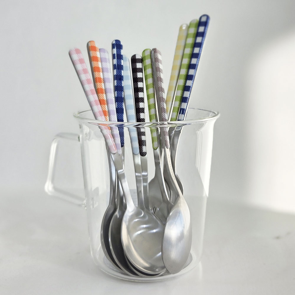 이태리 네바 테이블 린넨 체크 디저트 커트러리