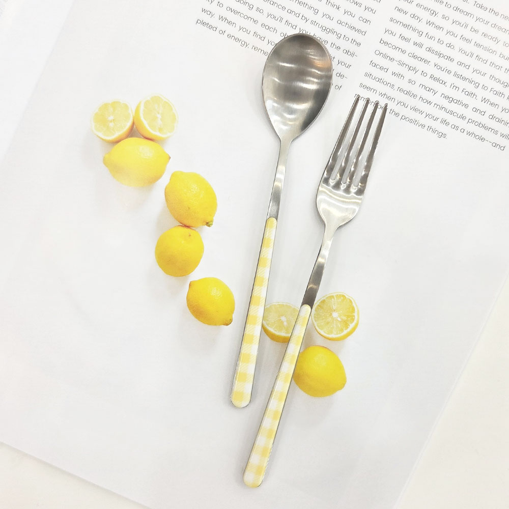 이태리 네바 테이블 린넨 체크 디저트 커트러리