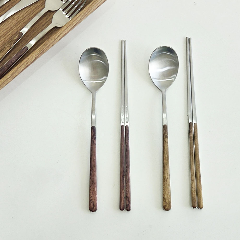 이태리 네바 우드 한식 수저 1인조 2color