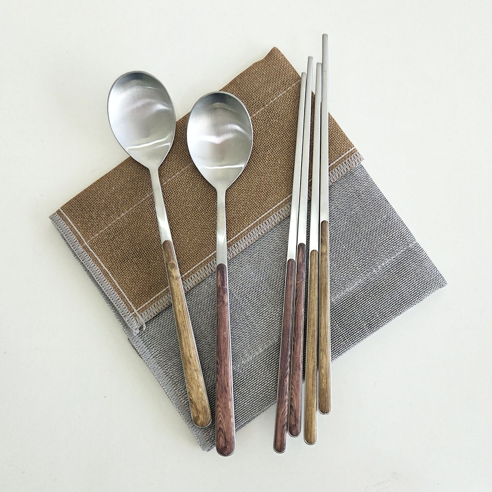 이태리 네바 우드 한식 수저 1인조 2color