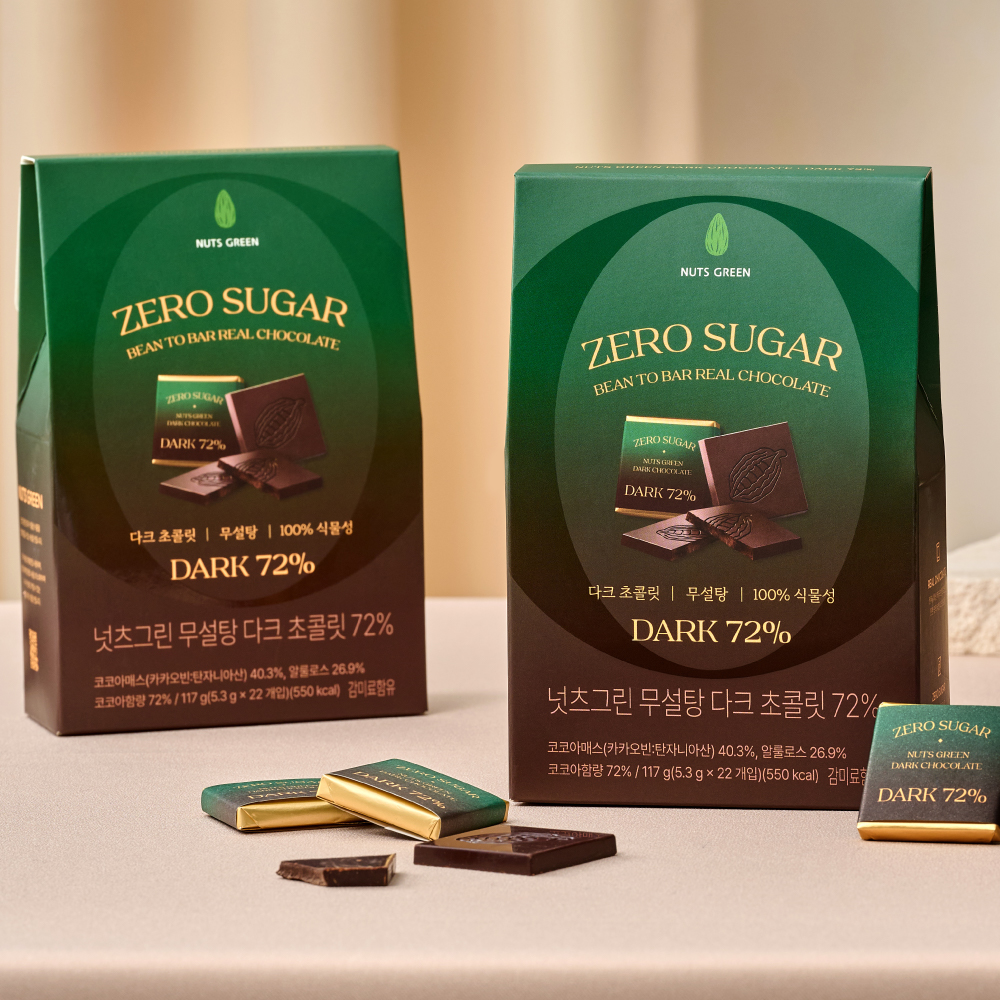 넛츠그린 무설탕 다크 초콜릿 72% 22개입