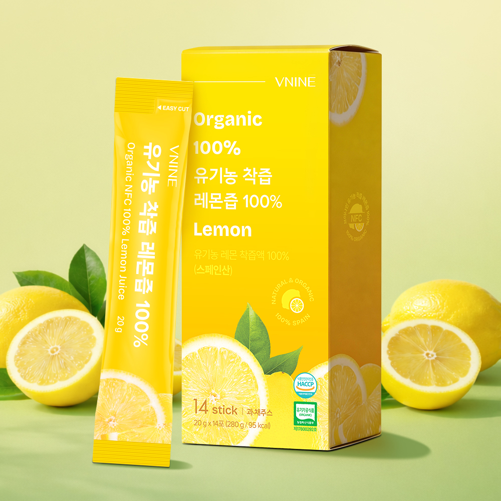 브이나인 100% NFC 착즙 유기농 레몬즙 레몬수 20g x 14포, 1박스 대표이미지 섬네일