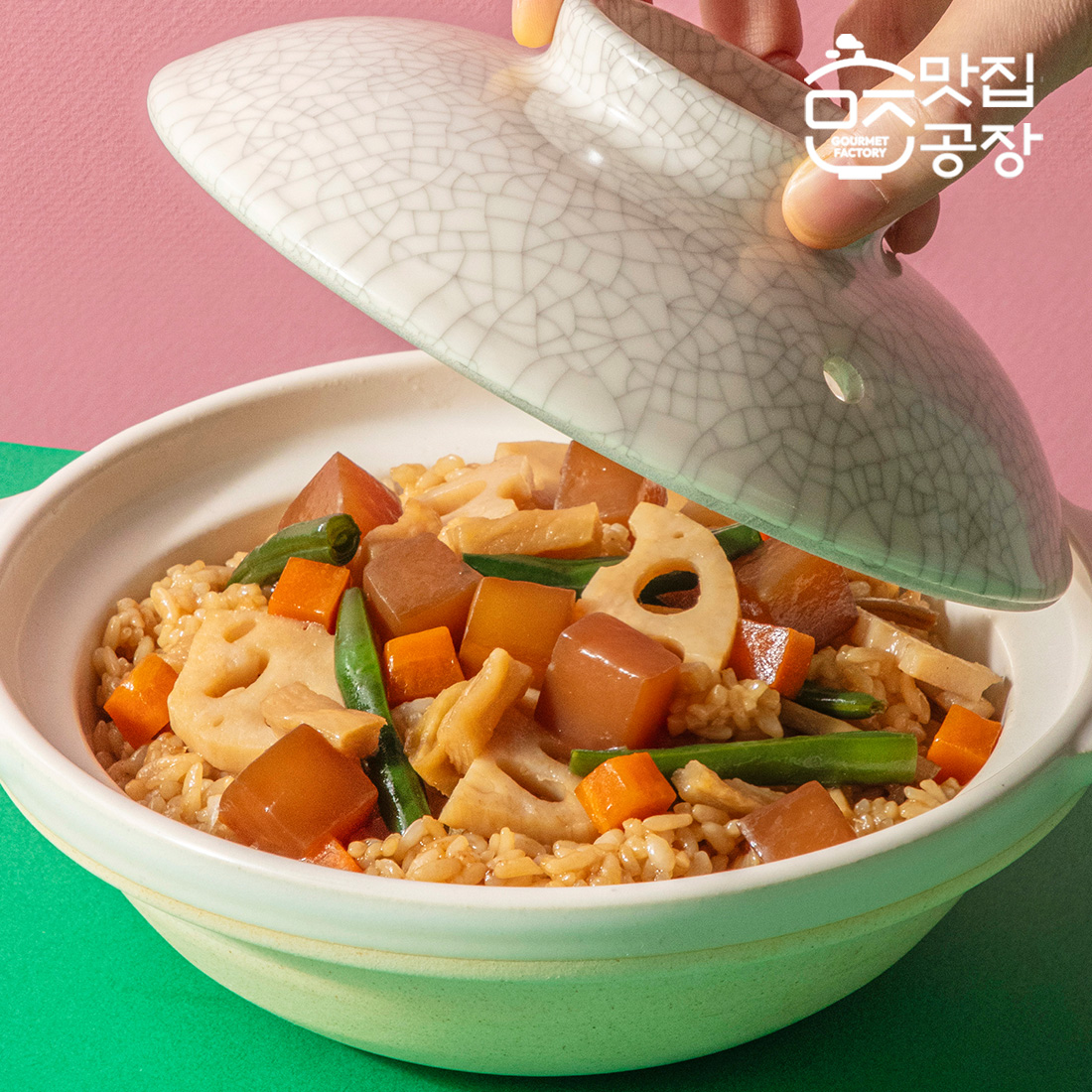 [맛집공장] 1팩으로 솥밥 완성 든든솥밥소스 1팩(2~3인분) 곤약뿌리채소/소고기모둠버섯/전복과소라