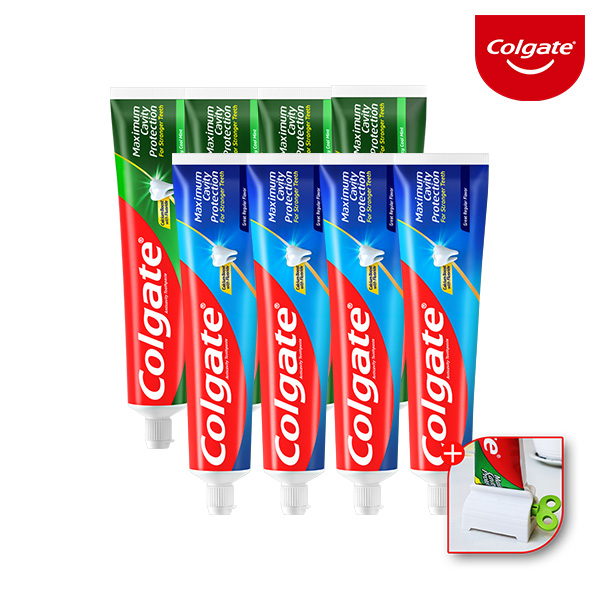 콜게이트 치약 175g 레귤러4개+쿨민트4개+치약짜개