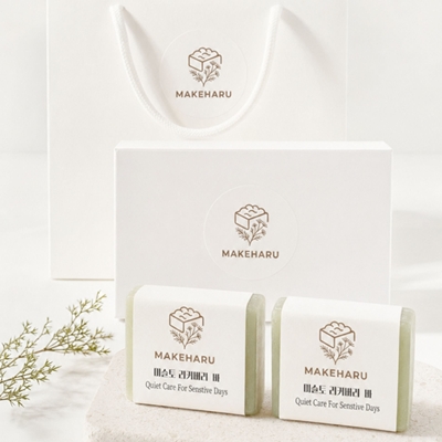 수제비누 선물세트  미슬토리커버리바 핸드메이드비누100g  2개 1세트 (쇼핑백, 2구 선물 박스 증정)