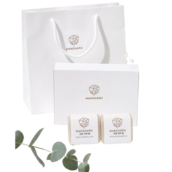 수제비누 선물세트 수제세안비누 퓨어카밍바 핸드메이드 비누100g 2개 1세트(쇼핑백, 2구 선물 박스 증정)