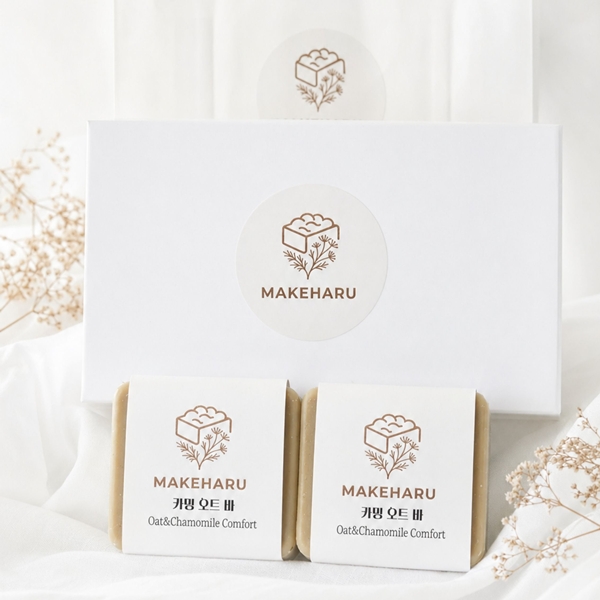 수제비누선물세트 수제세안비누 카밍오트바 핸드메이드 허브 비누 100g 2개 1세트 (쇼핑백, 2구 선물 박스 증정)