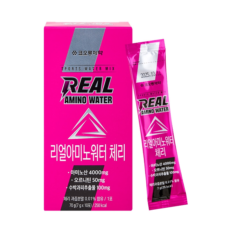 코오롱 BCAA 아르기닌 글루타민 아미노산 전해질 리얼아미노워터 체리 7gx10포 1개