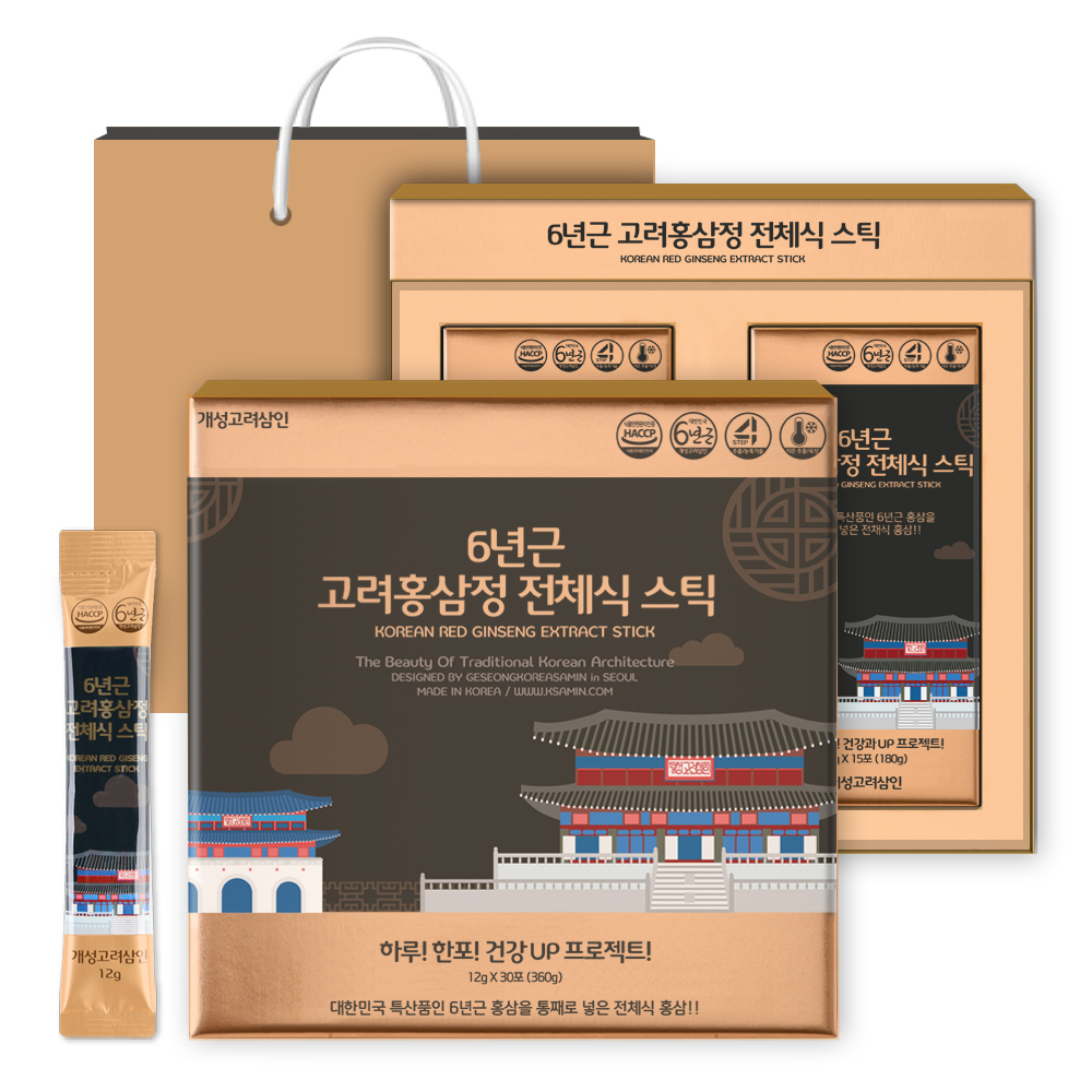 개성고려삼인 6년근 고려홍삼정 전체식 홍삼스틱 12g 30포