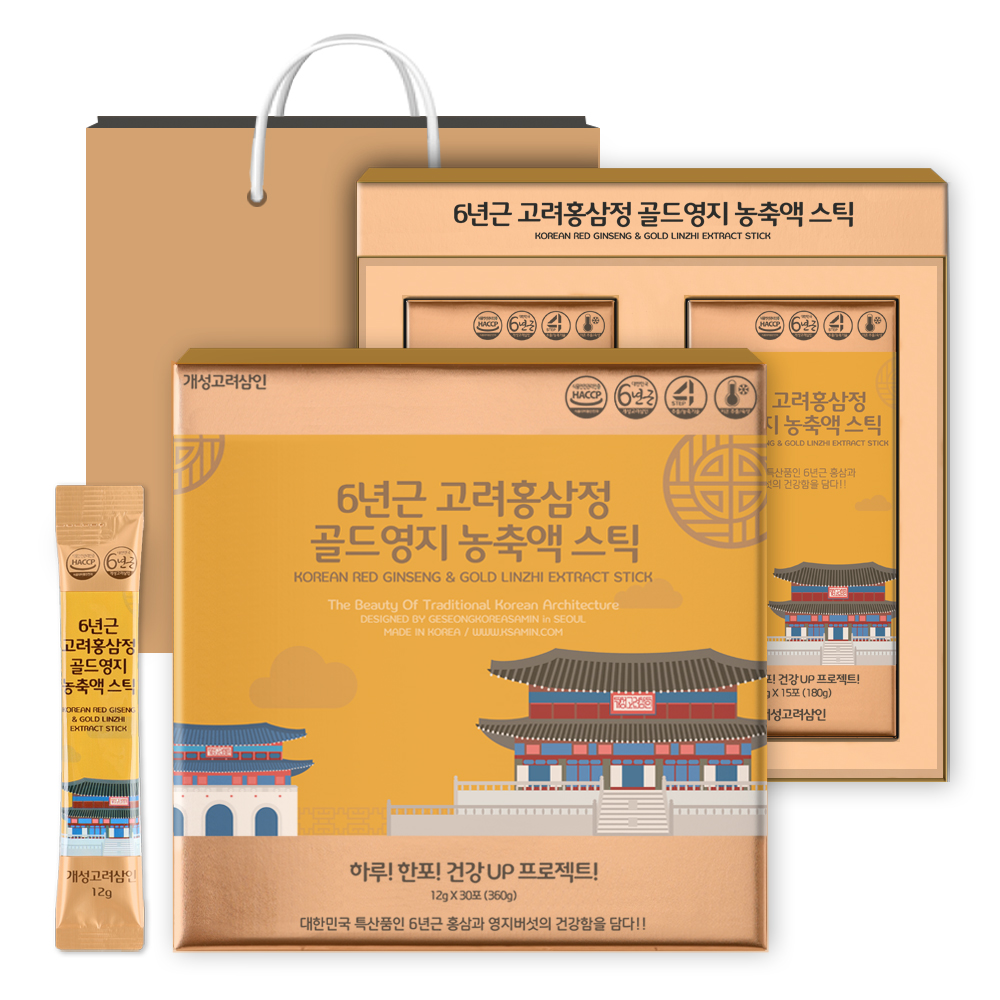 개성고려삼인 6년근 고려홍삼정 영지 홍삼스틱 12g 30포 대표이미지 섬네일
