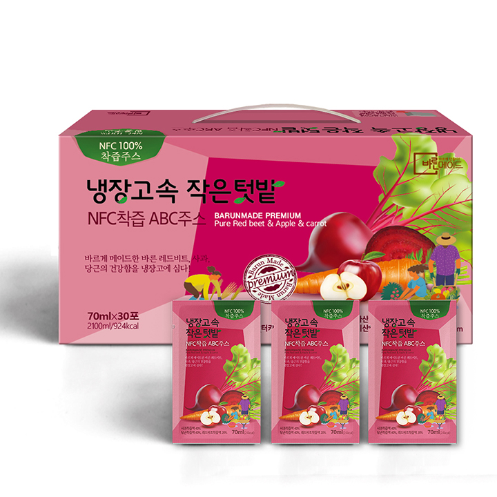 바른메이드 냉장고속 작은 텃밭 NFC 착즙 ABC주스 70ml 30포