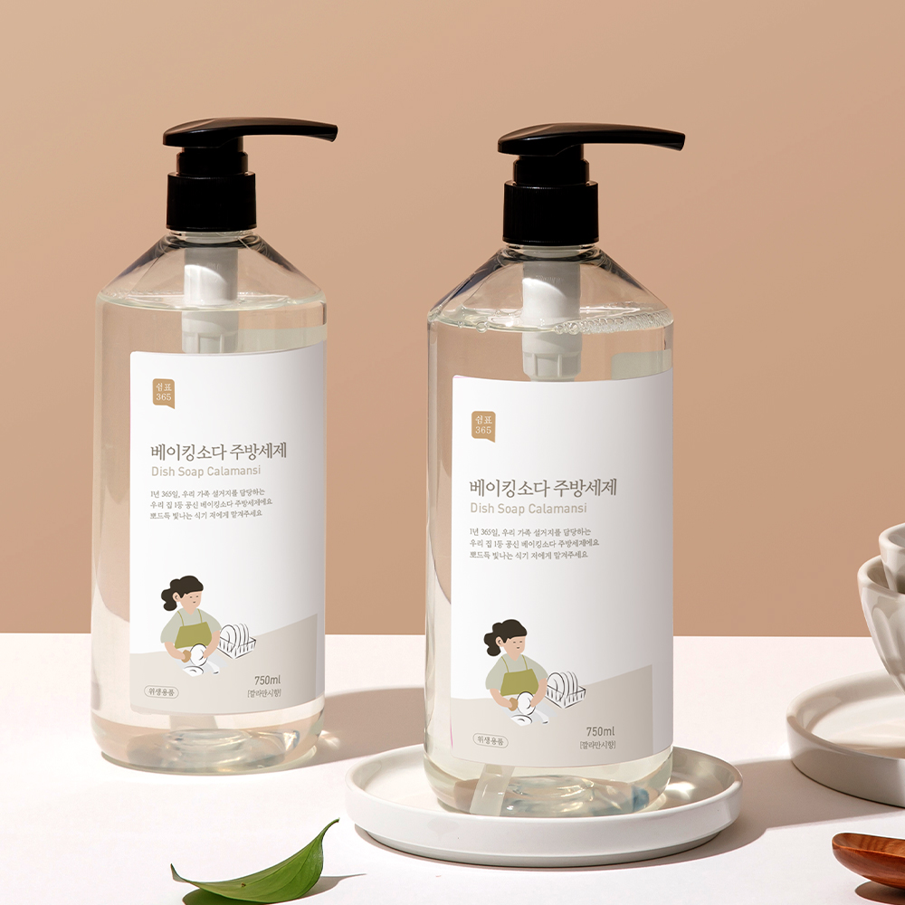 쉼표365 베이킹소다 대용량 주방세제 750ml x 4개 설거지 세정용 과일 채소