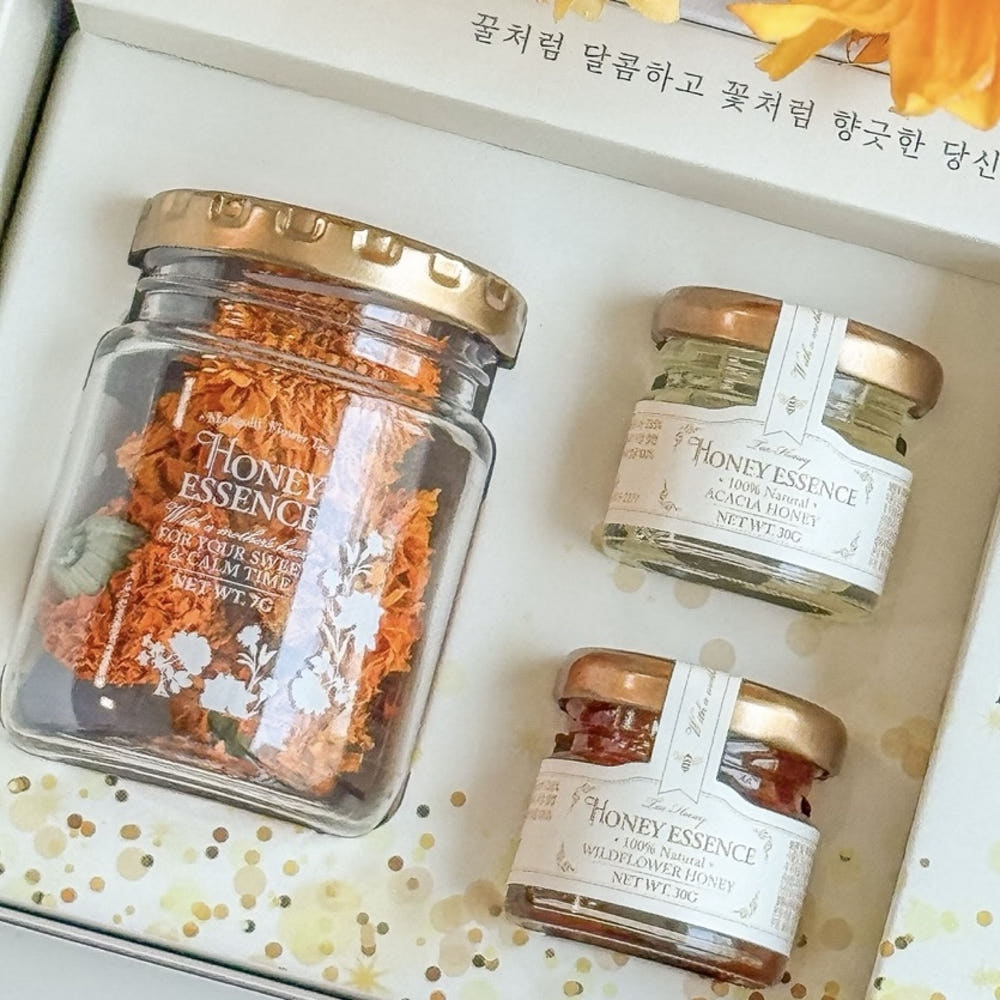 허니에센스 메리골드 꽃차 선물세트 아카시아꿀 선물세트