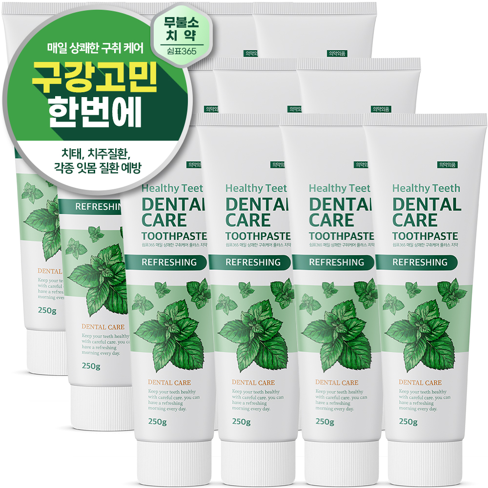 쉼표365 매일 상쾌한 구취케어 플러스 치약 250g x 12개 민트향 입냄새 구취제거 잇몸케어 대표이미지 섬네일