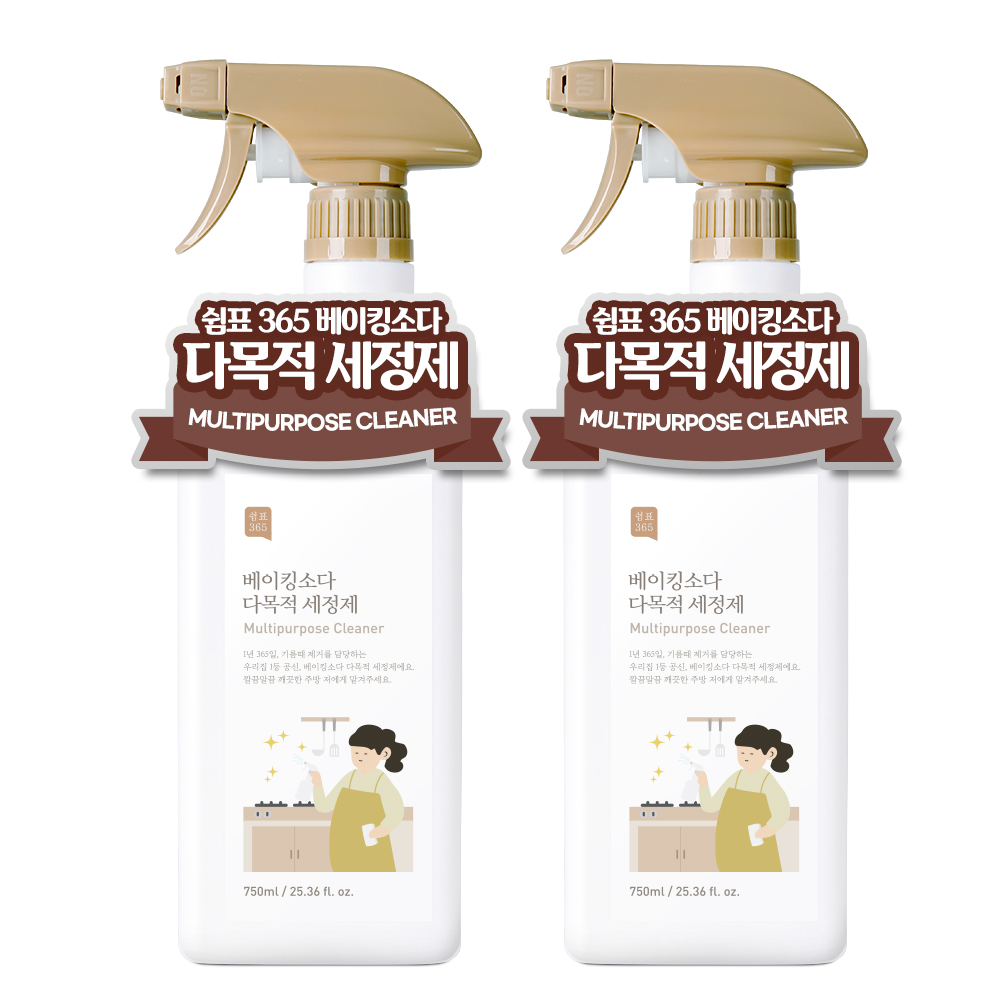 [1+1] 쉼표365 베이킹소다 대용량 다목적 세정제 750ml 클리너 기름때 제거 청소 대표이미지 섬네일