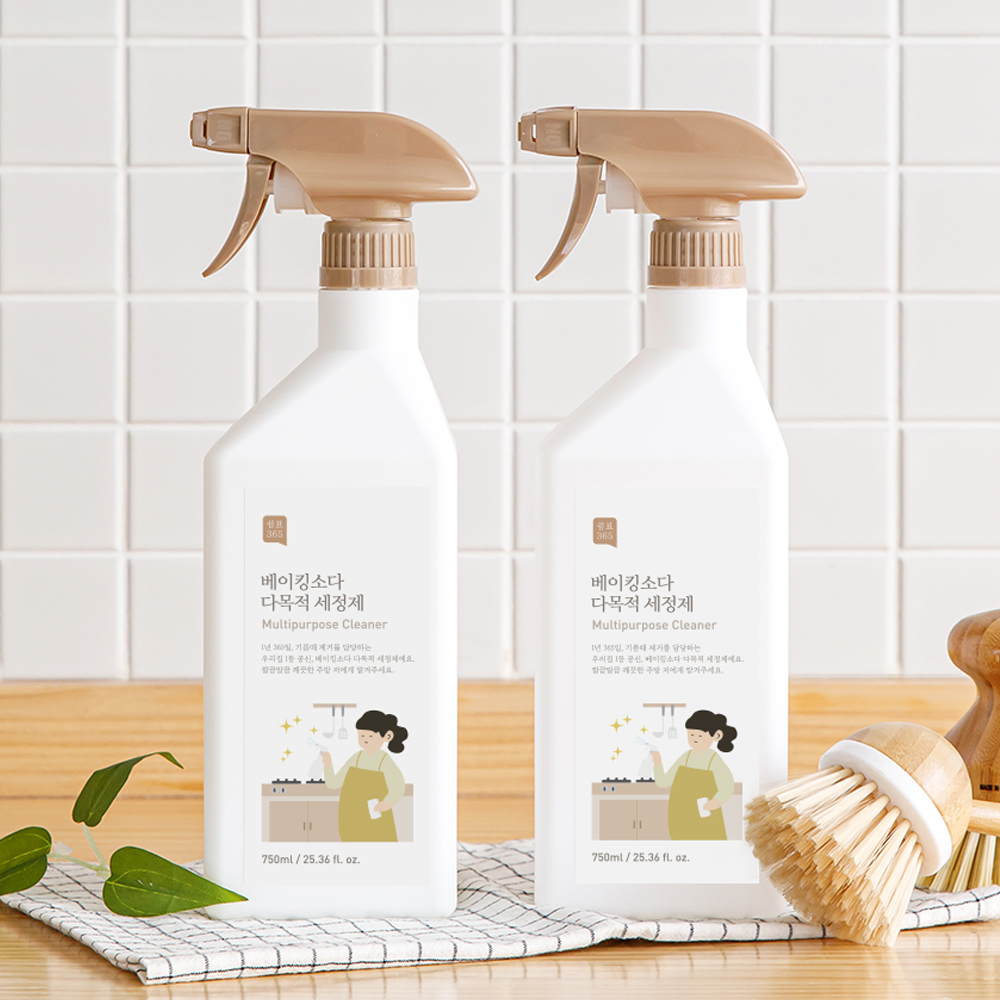 [2+2] 쉼표365 베이킹소다 대용량 다목적 세정제 750ml 클리너 기름때 제거 청소