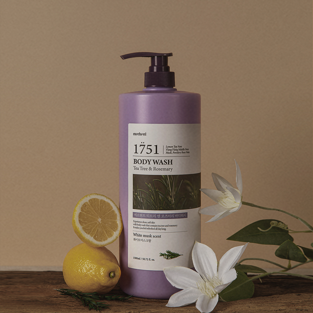 [1+1] 메르헨트 티트리 로즈마리 대용량 바디워시 1500ml 약산성 퍼퓸 두피 미용실 향기좋은