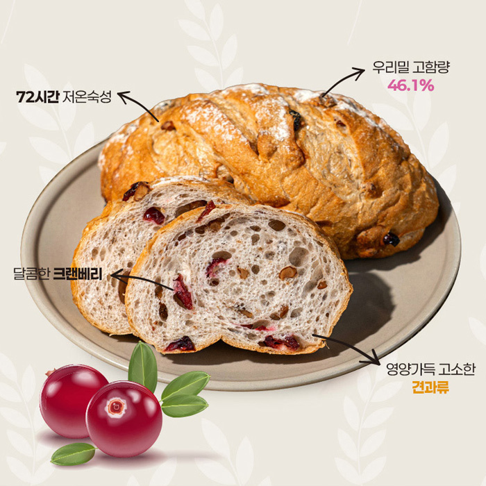 우리밀46% 유크림 리얼버터 견과류 수제 깜빠뉴