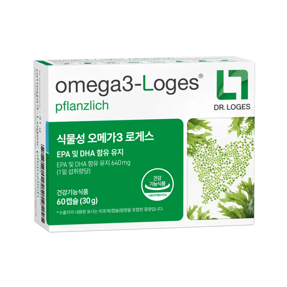 [닥터로게스]독일 정식수입 혈행개선 눈건강 영양제 미세조류 추출 식물성 오메가3 로게스 640mg 60캡슐 1박스