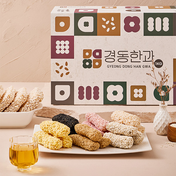 어른의 한과 담백한 날 세트 1kg 쑥, 흑임자, 깨, 단호박, 백련초 찹쌀강정과 과줄