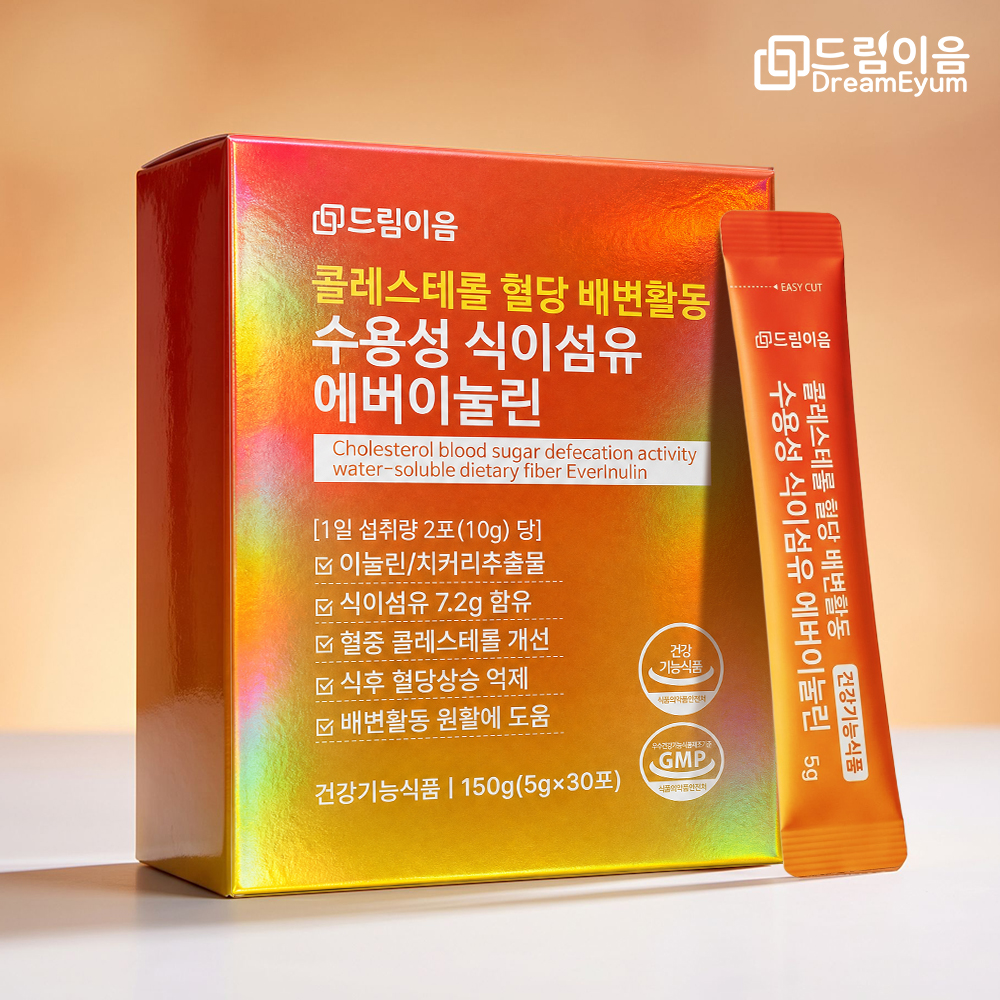 드림이음 콜레스테롤 혈당 배변활동 수용성 식이섬유 에버 이눌린 5g 30포 1박스