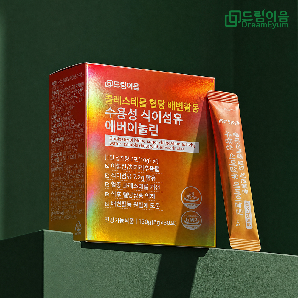 드림이음 콜레스테롤 혈당 배변활동 수용성 식이섬유 에버 이눌린 5g 30포 1박스