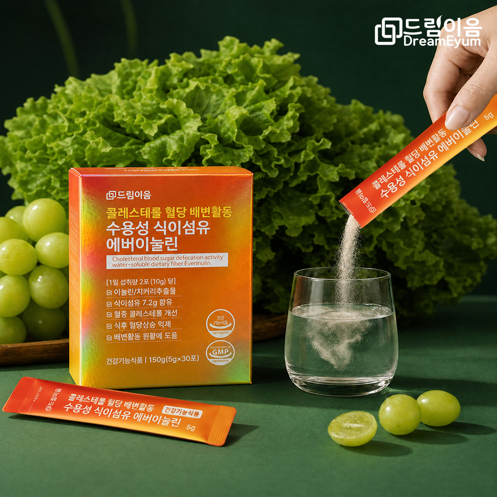 드림이음 콜레스테롤 혈당 배변활동 수용성 식이섬유 에버 이눌린 5g 30포 1박스