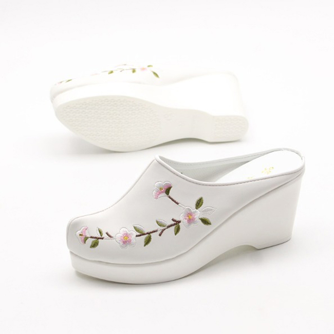 화랑 국산 매화무늬 자수 한복화 슬리퍼 7cm