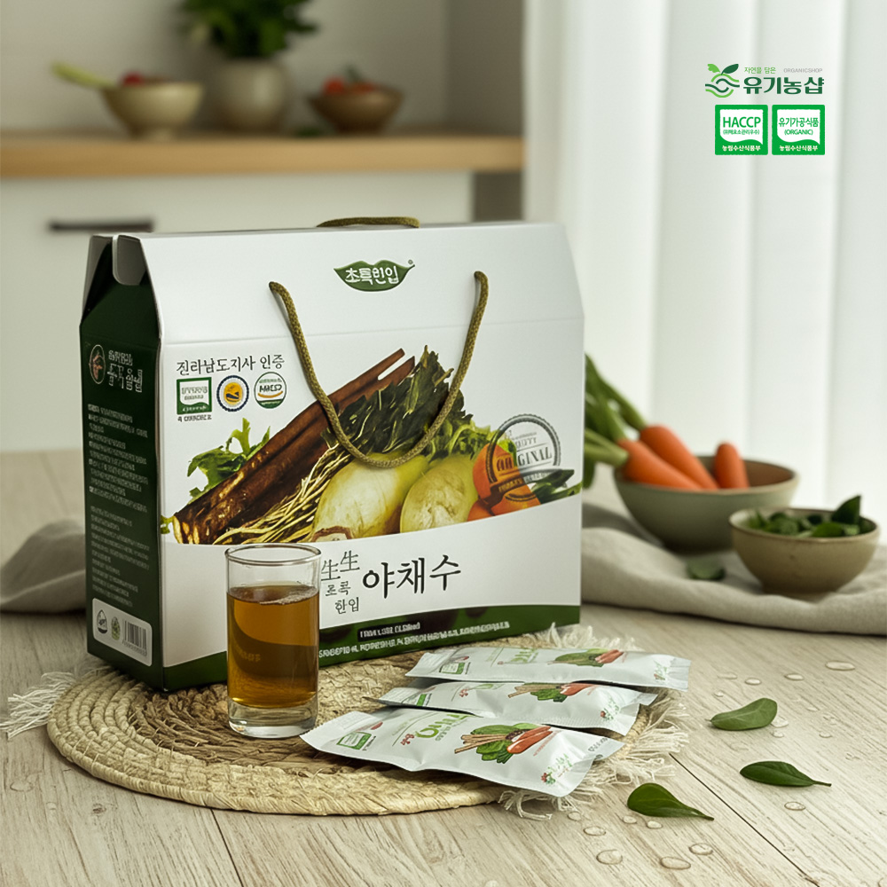 [초록한입] 국내산 유기농 생생야채수 110ml x 30포