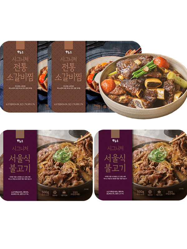 하누소 시그니처 전통소갈비찜 2팩+서울식 소불고기 2팩 대표이미지 섬네일