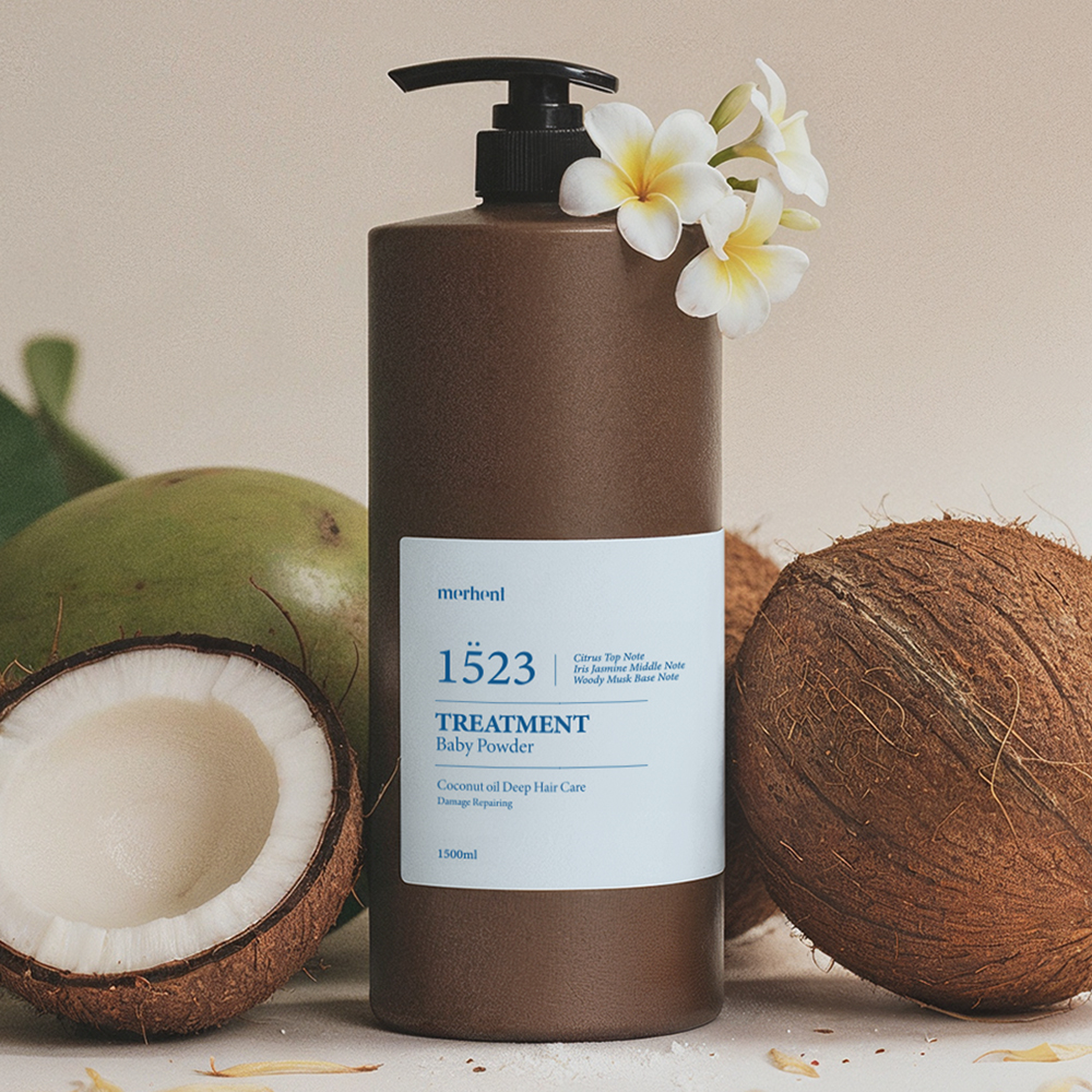 [1+1] 메르헨트 코코넛 대용량 트리트먼트 1500ml 베이비파우더향 미용실 단백질 헤어팩 두피