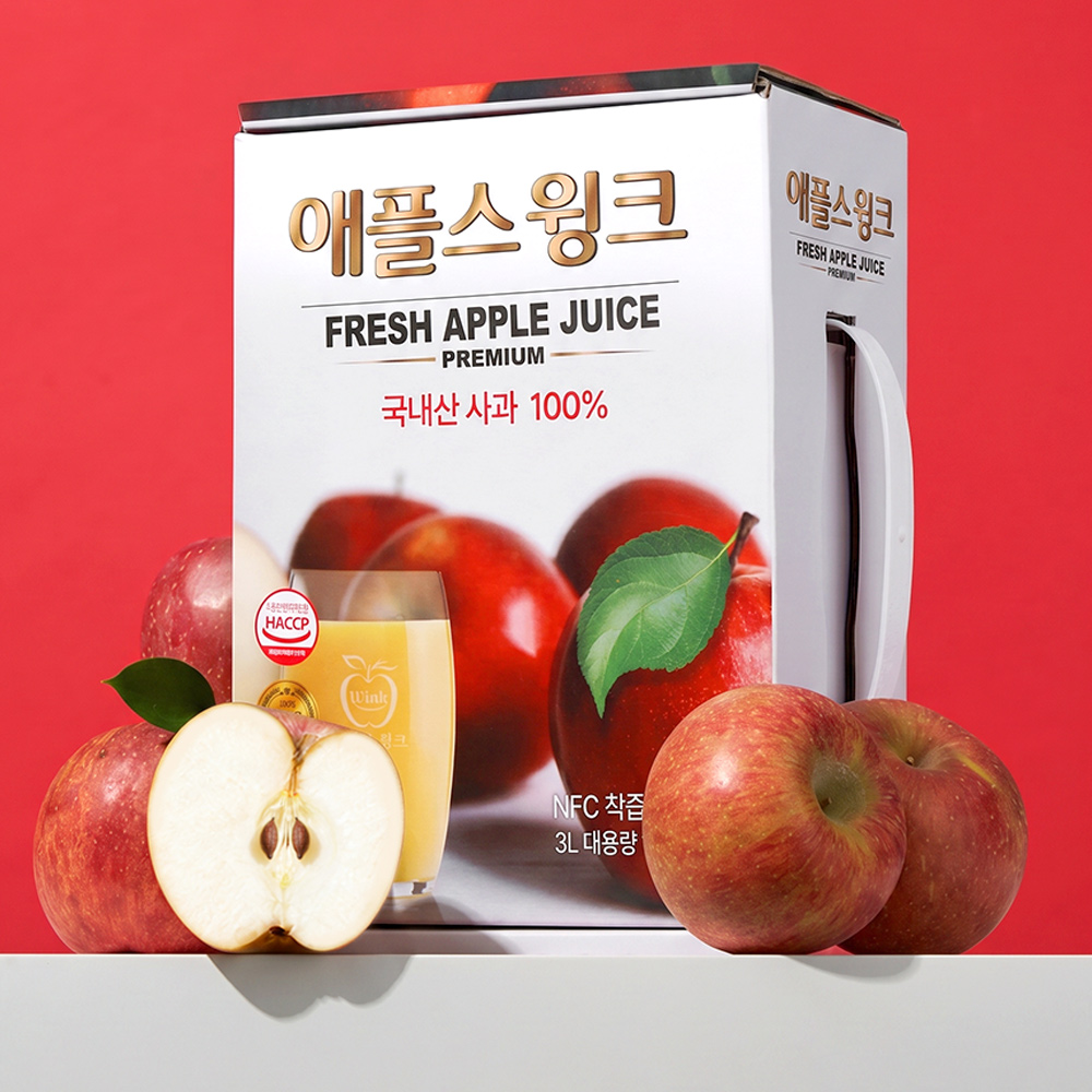 애플스윙크 프리미엄 100% 문경 사과즙 (감홍사과 블렌딩) 3L 대용량 무첨가 사과주스 대표이미지 섬네일