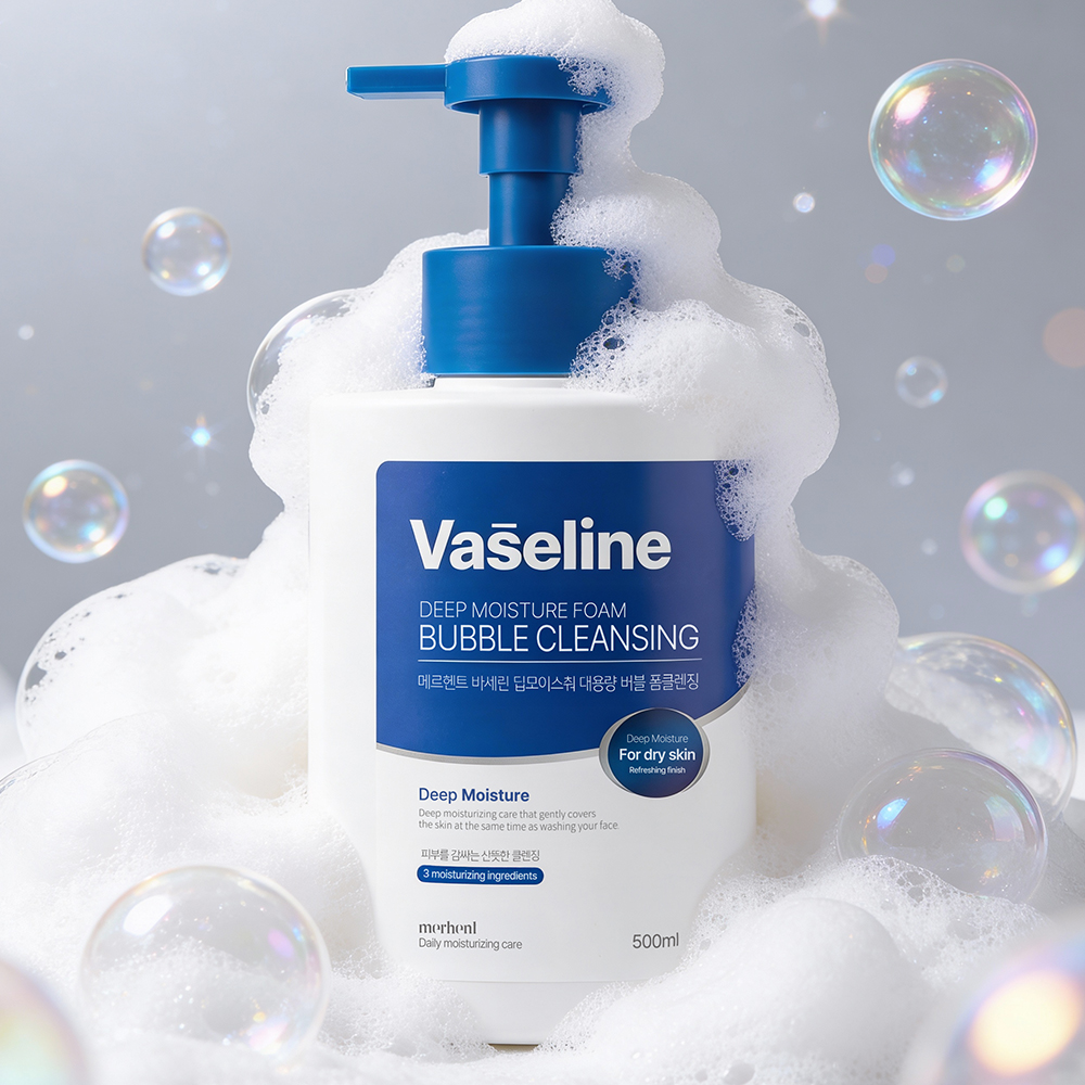 메르헨트 바세린 딥 모이스춰 대용량 폼클렌징 500ml x 1개 대용량 약알칼리 클렌징폼 세안제 폼클렌저 거품