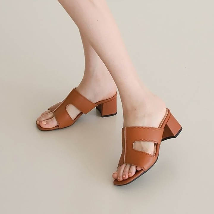 키네 국산 절개라인 천연 소가죽 키높이 슬리퍼 5cm 대표이미지 섬네일