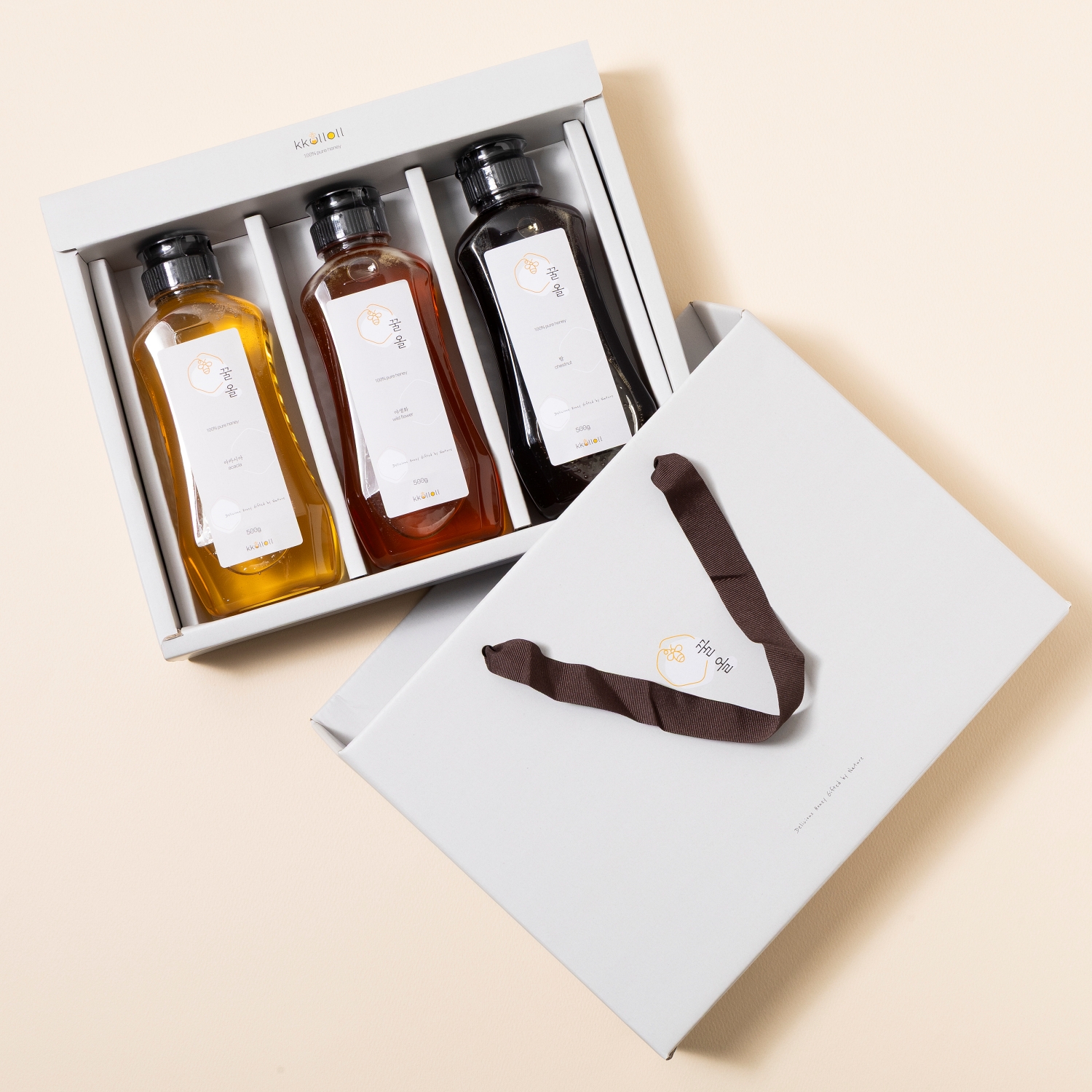 [꿀올] 국산 프리미엄 100% 천연 벌꿀선물세트 (아카시아/야생화/밤, 300g x3 / 500g x3 / 1kg x2 )