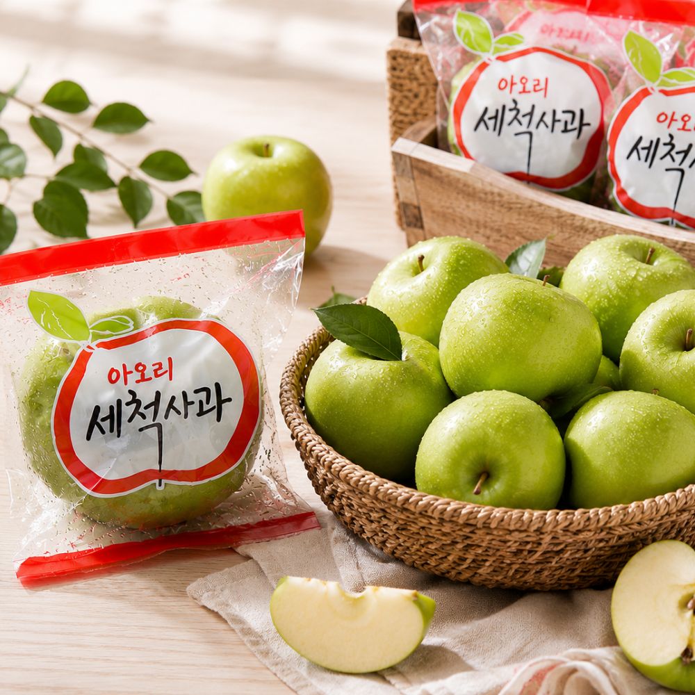 국내산 아오리 세척 사과 간편한 제철 초록 여름 청 세척사과 2kg