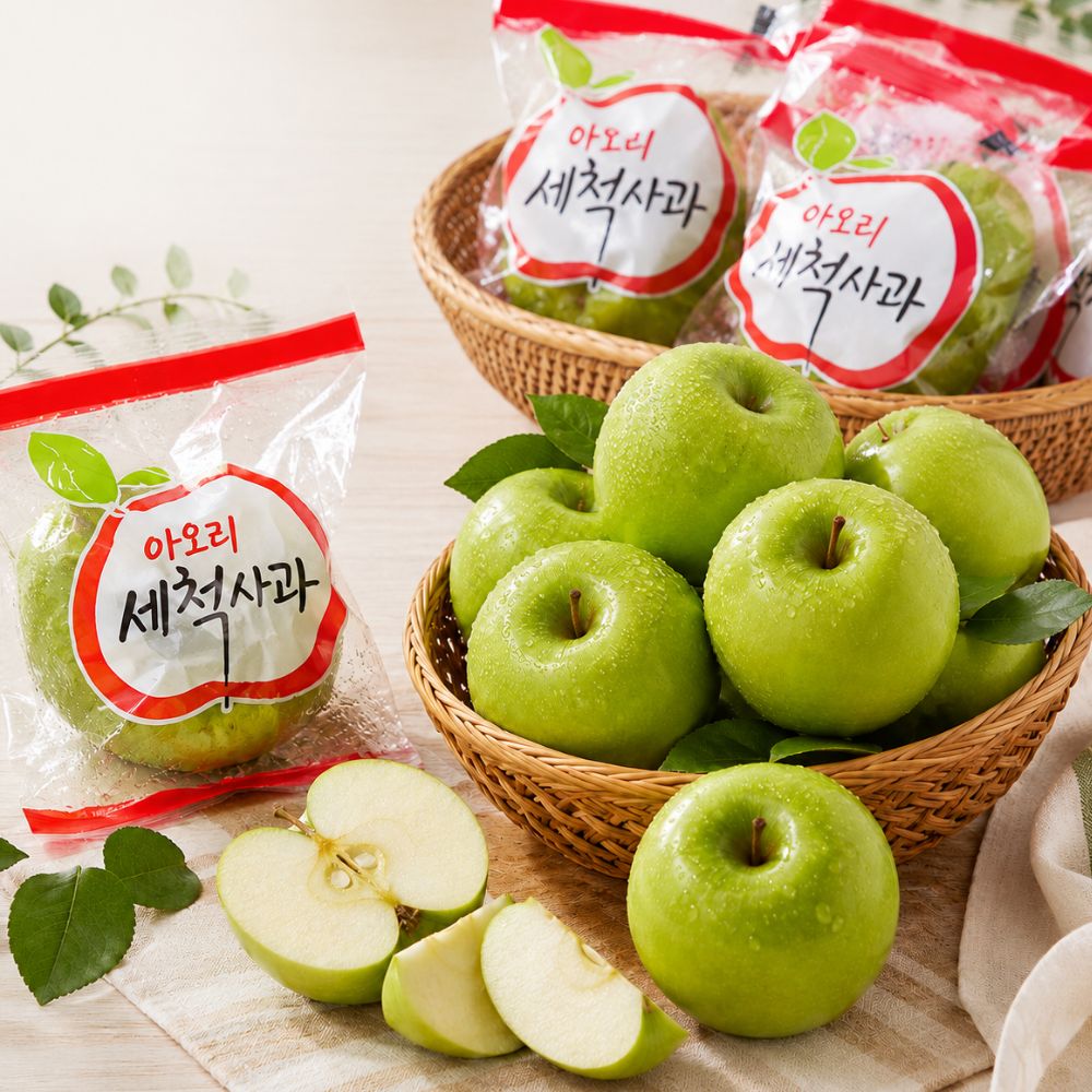 국내산 아오리 세척 사과 간편한 제철 초록 여름 청 세척사과 2kg 대표이미지 섬네일