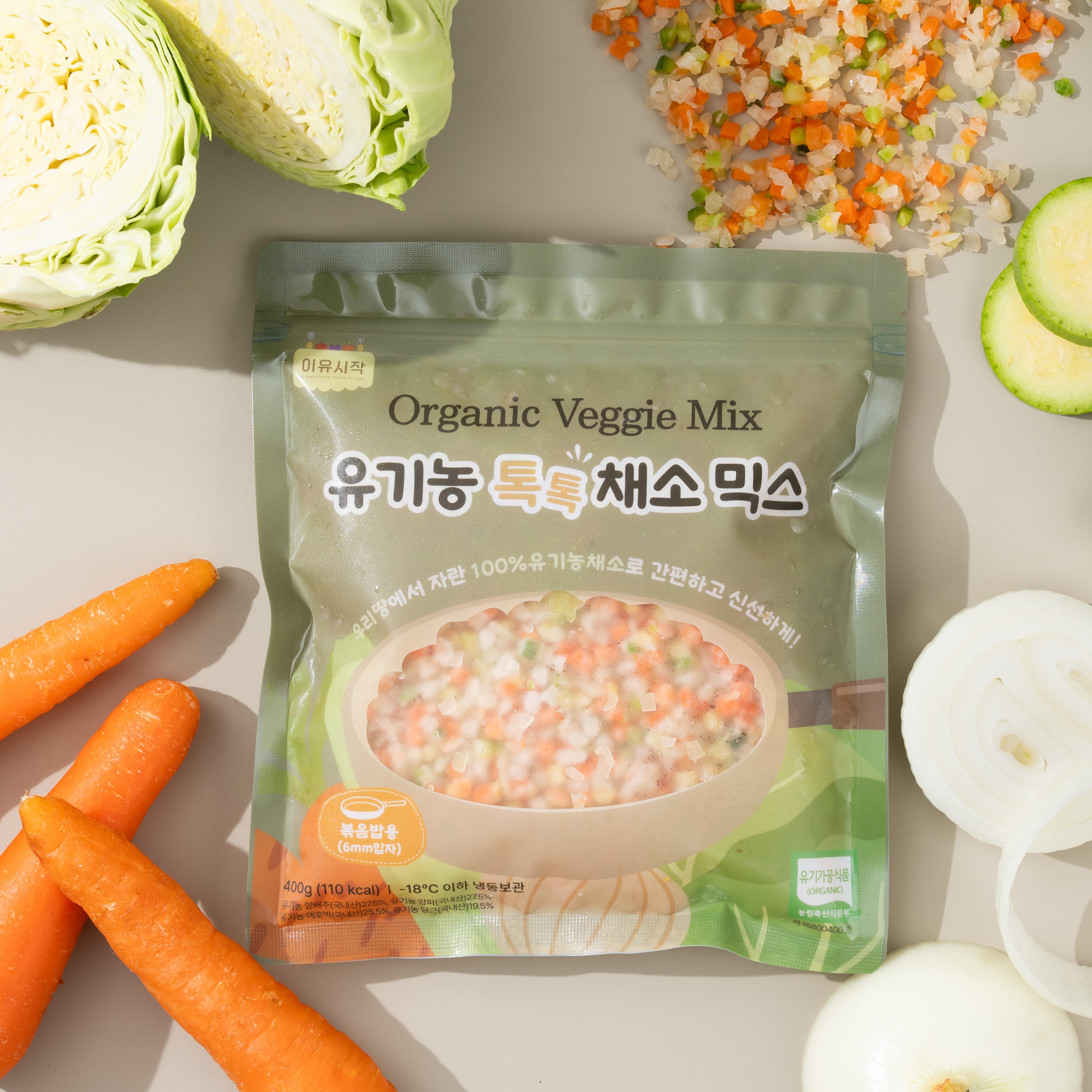 유기농 국산 볶음밥용 톡톡채소믹스(400gX2팩)