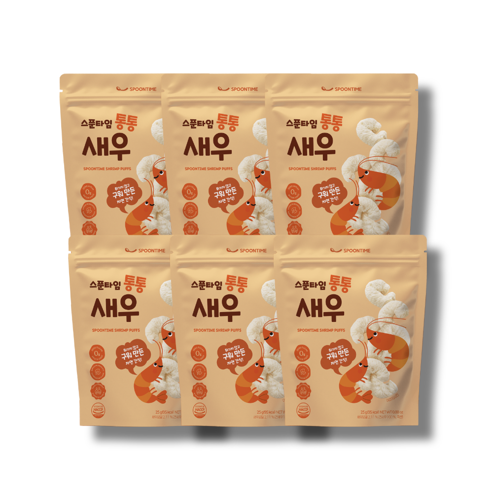 스푼타임 통통 새우 통통 땅콩 아기 과자 퍼프 세트 25g 3+3