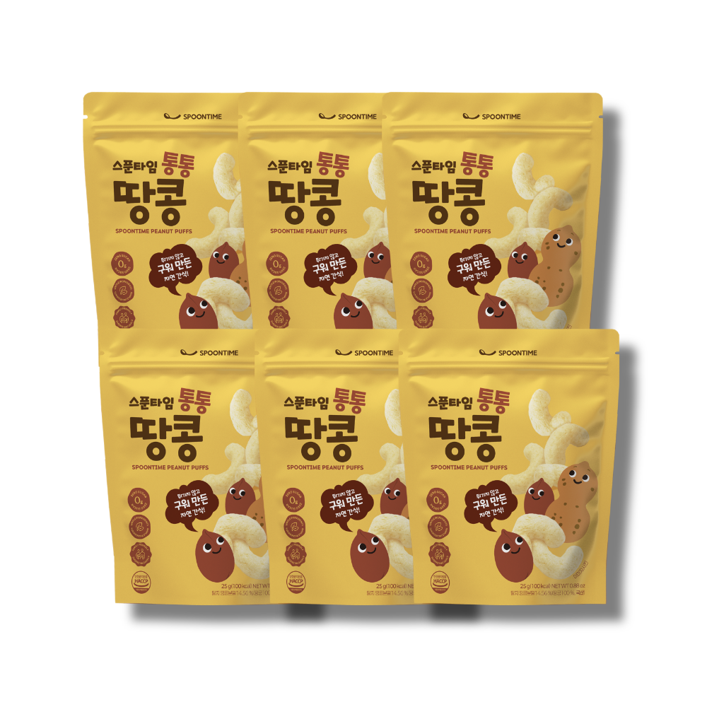 스푼타임 통통 새우 통통 땅콩 아기 과자 퍼프 세트 25g 3+3